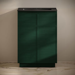 Freestanding Bathroom Vanity, St. Tropez, 24 In with Ceramic Sink Top in Green Oak
