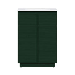 Freestanding Bathroom Vanity, St. Tropez, 24 in with Ceramic Top in Green Oak