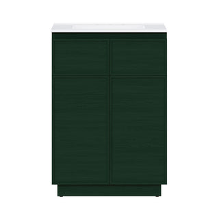 Freestanding Bathroom Vanity, St. Tropez, 24 in with Ceramic Top in Green Oak