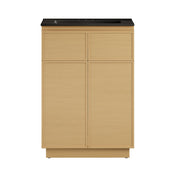 Freestanding Bathroom Vanity, St. Tropez, 24 Inch with Black Ceramic Top in Natural Oak
