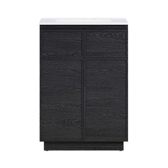 Freestanding Bathroom Vanity, St. Tropez, 24 Inch with Ceramic Top in Black Oak