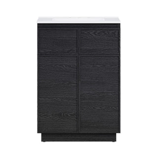 Freestanding Bathroom Vanity, St. Tropez, 24 Inch with Ceramic Top in Black Oak