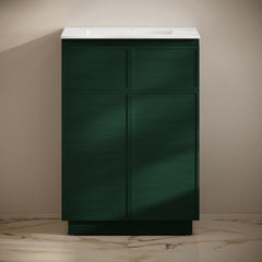 Freestanding Bathroom Vanity, St. Tropez, 24 Inch with Sink Top in Green Oak