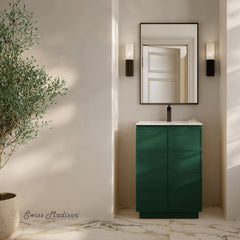 Freestanding Bathroom Vanity, St. Tropez, 24 Inch with Sink Top in Green Oak