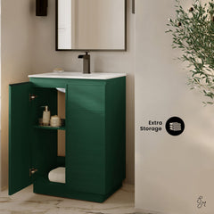 Freestanding Bathroom Vanity, St. Tropez, 24 Inch with Sink Top in Green Oak