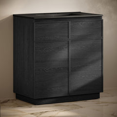 Freestanding Bathroom Vanity, St. Tropez, 36 In with Ceramic Top in Black Oak