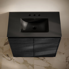Freestanding Bathroom Vanity, St. Tropez, 36 In with Ceramic Top in Black Oak