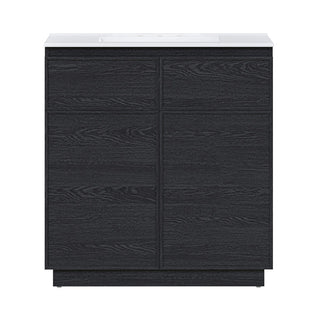 Freestanding Bathroom Vanity, St. Tropez, 36 Inch with Ceramic Top in Black Oak