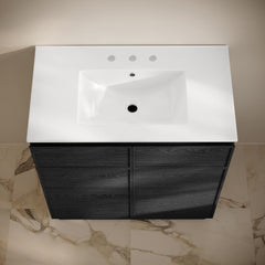 Freestanding Bathroom Vanity, St. Tropez, 36 Inch with Ceramic Top in Black Oak
