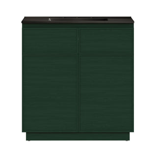Freestanding Bathroom Vanity, St. Tropez, 36 Inch with Ceramic Top in Green Oak