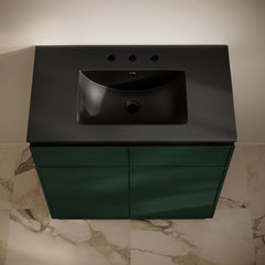 Freestanding Bathroom Vanity, St. Tropez, 36 Inch with Ceramic Top in Green Oak