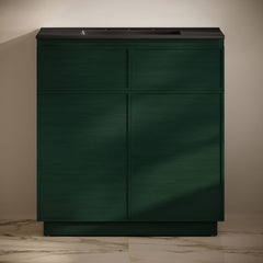 Freestanding Bathroom Vanity, St. Tropez, 36 Inch with Ceramic Top in Green Oak