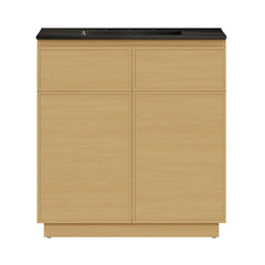 Freestanding Bathroom Vanity, St. Tropez, 36 Inch with Ceramic Top in Natural Oak
