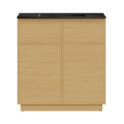 Freestanding Bathroom Vanity, St. Tropez, 36 Inch with Ceramic Top in Natural Oak