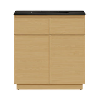 Freestanding Bathroom Vanity, St. Tropez, 36 Inch with Ceramic Top in Natural Oak