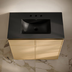 Freestanding Bathroom Vanity, St. Tropez, 36 Inch with Ceramic Top in Natural Oak