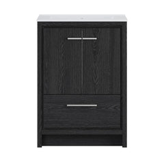 Freestanding Bathroom Vanity, Virage, 24 Inch with Centerset Sink Top in Black Oak