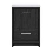 Freestanding Bathroom Vanity, Virage, 24 Inch with Centerset Sink Top in Black Oak