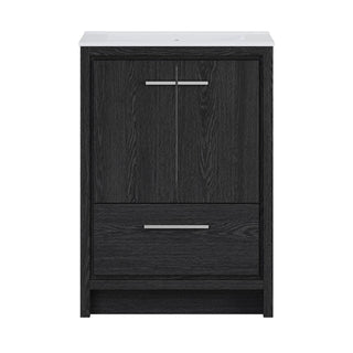 Freestanding Bathroom Vanity, Virage, 24 Inch with Centerset Sink Top in Black Oak