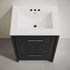 Freestanding Bathroom Vanity, Virage, 24 Inch with Centerset Sink Top in Black Oak