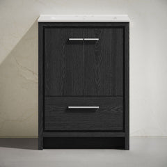 Freestanding Bathroom Vanity, Virage, 24 Inch with Centerset Sink Top in Black Oak