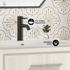 Freestanding Bathroom Vanity, Virage, 30 Inch with Ceramic Top in White Oak