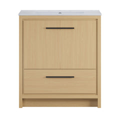 Freestanding Bathroom Vanity, Virage, 30 Inch with Widespread Sink Top in Natural Oak