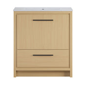 Freestanding Bathroom Vanity, Virage, 30 Inch with Widespread Sink Top in Natural Oak