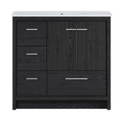 Freestanding Bathroom Vanity, Virage, 36 Inch with Ceramic Top in Black Oak