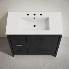 Freestanding Bathroom Vanity, Virage, 36 Inch with Ceramic Top in Black Oak