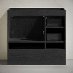 Freestanding Bathroom Vanity, Virage, 36 Inch with Four Drawers in Black Oak