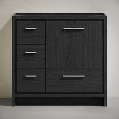 Freestanding Bathroom Vanity, Virage, 36 Inch with Four Drawers in Black Oak