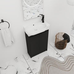 Freestanding Bathroom Vanity with Sink, 23 In W, White Ceramic Top