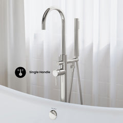Freestanding Bathtub Faucet, Ivy, Single Handle in Brushed Nickel