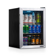 Freestanding Beverage Cooler, 90 Can, Adjustable Shelves, Stainless Steel