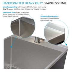 Freestanding Laundry Sink with Faucet, 22 In. x 22 In., Stainless Steel, Matte Black