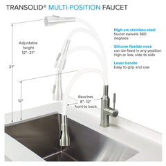 Freestanding Laundry Sink With Faucet, Single Basin, Stainless Steel, White