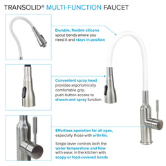 Freestanding Laundry Sink With Faucet, Single Basin, Stainless Steel, White