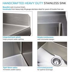 Freestanding Laundry Sink with Faucet, Stainless Steel, 24 In, Matte Black