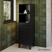 Freestanding Linen Cabinet, Cascade, Soft-Close Door in Black Oak