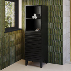 Freestanding Linen Cabinet, Cascade, Soft-Close Door in Black Oak