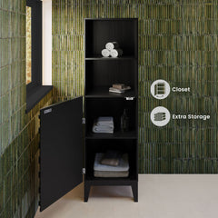 Freestanding Linen Cabinet, Cascade, Soft-Close Door in Black Oak
