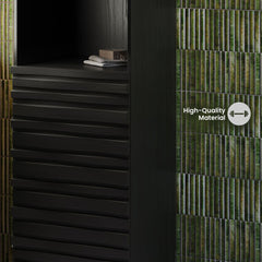 Freestanding Linen Cabinet, Cascade, Soft-Close Door in Black Oak
