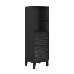 Freestanding Linen Cabinet, Cascade, Soft-Close Door in Black Oak