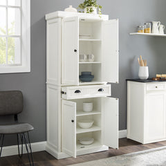 Freestanding Pantry Cabinet with Drawer, 72 in H, Distressed White