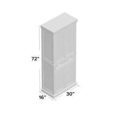 Freestanding Pantry Cabinet with Drawer, 72 in H, Distressed White