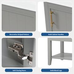 Freestanding Single Bathroom Vanity in Gray with White Ceramic Sink