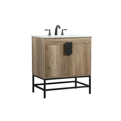 Freestanding Single Vanity with Ivory White Engineered Marble Top