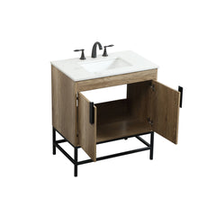 Freestanding Single Vanity with Ivory White Engineered Marble Top
