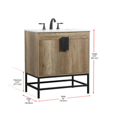Freestanding Single Vanity with Ivory White Engineered Marble Top